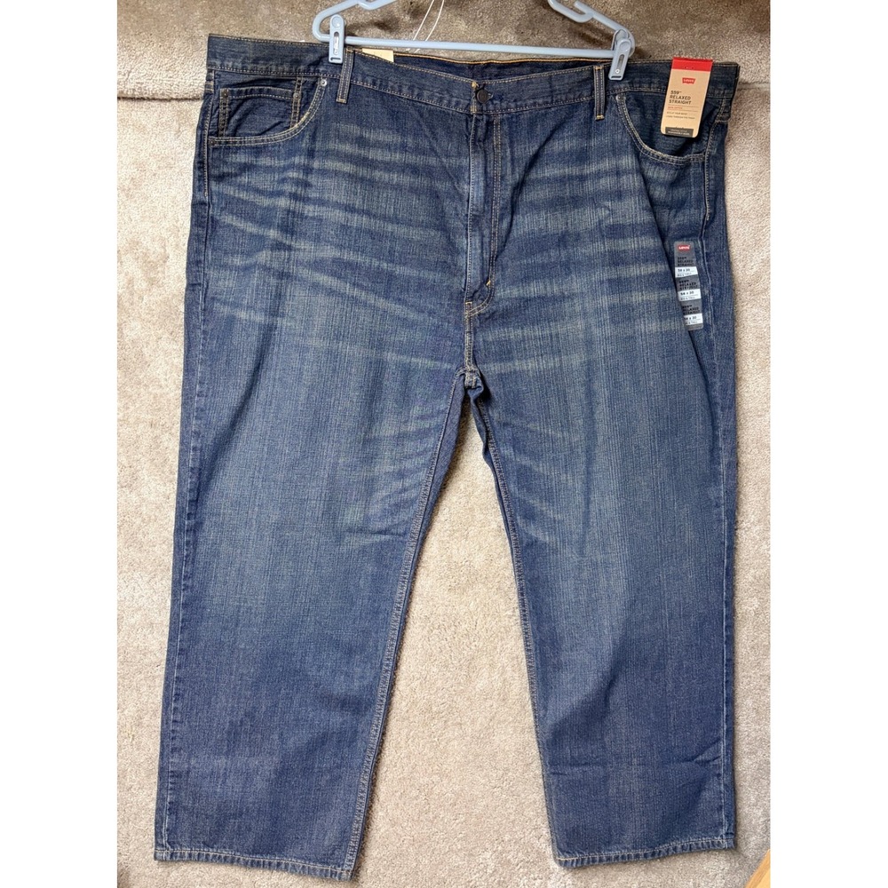 Levis 559 Relaxed Straight Jeans Mens 56x30 Big and Tall Dark Wash Blue Denim